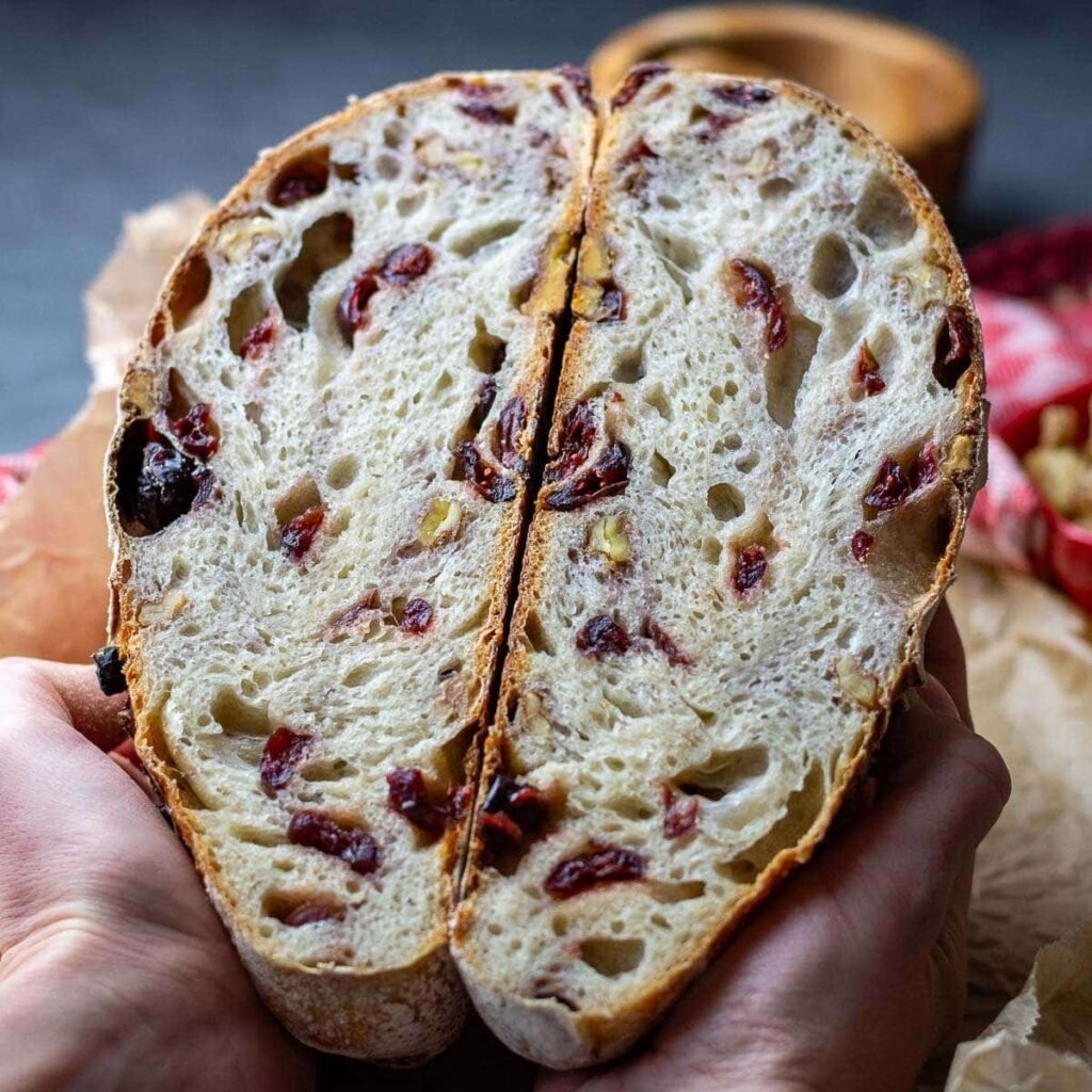 cranberry and walnut sourdough