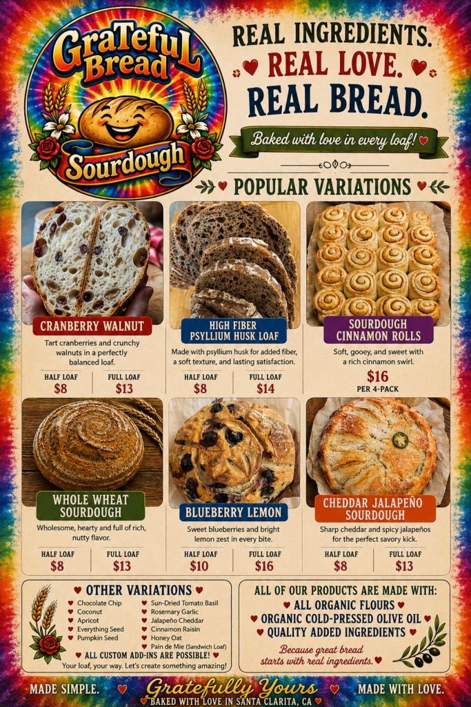 Home Sweet Home menu of popular loaves greatful bread scv