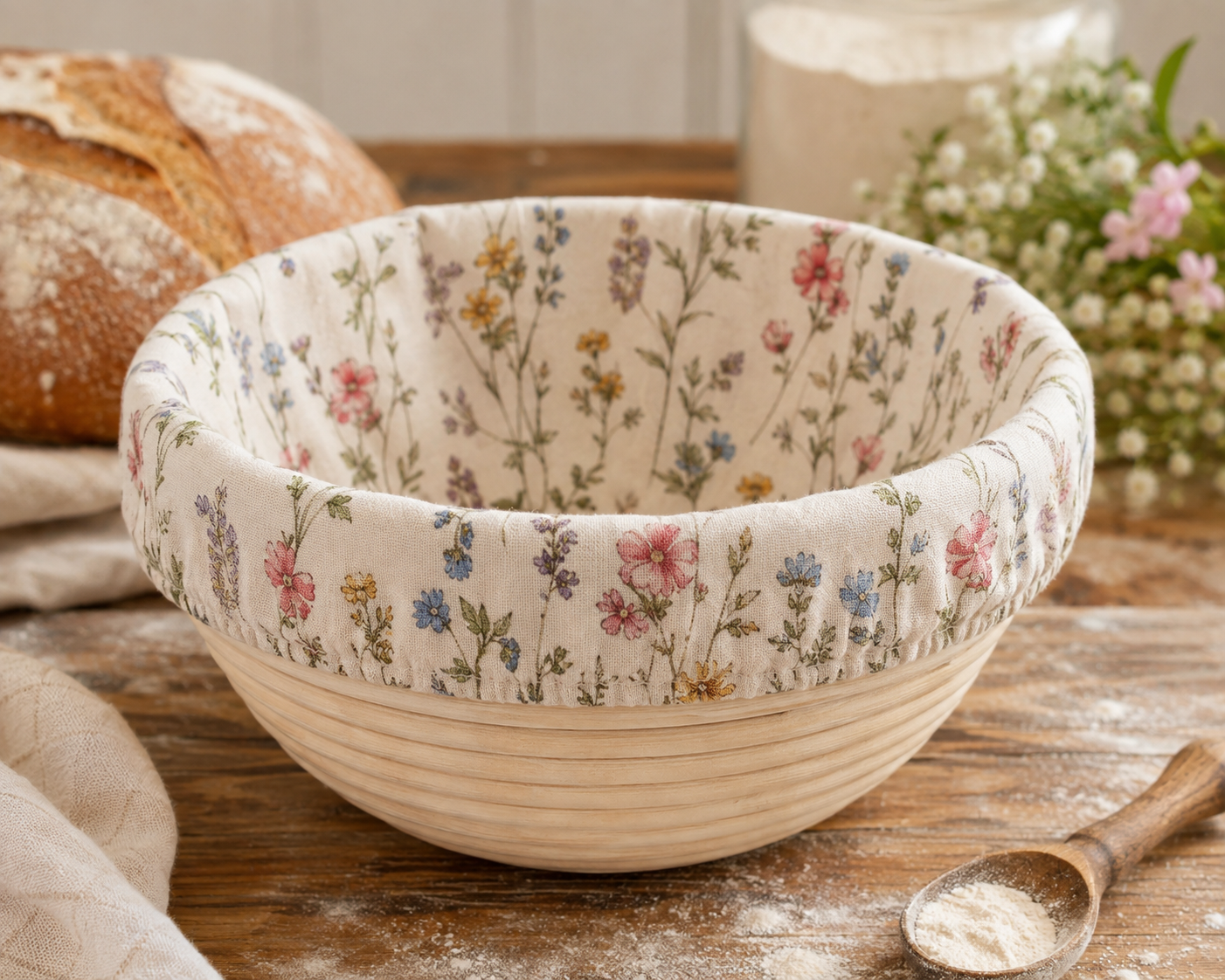 Cotton Banneton Cover - Wildflower Floral