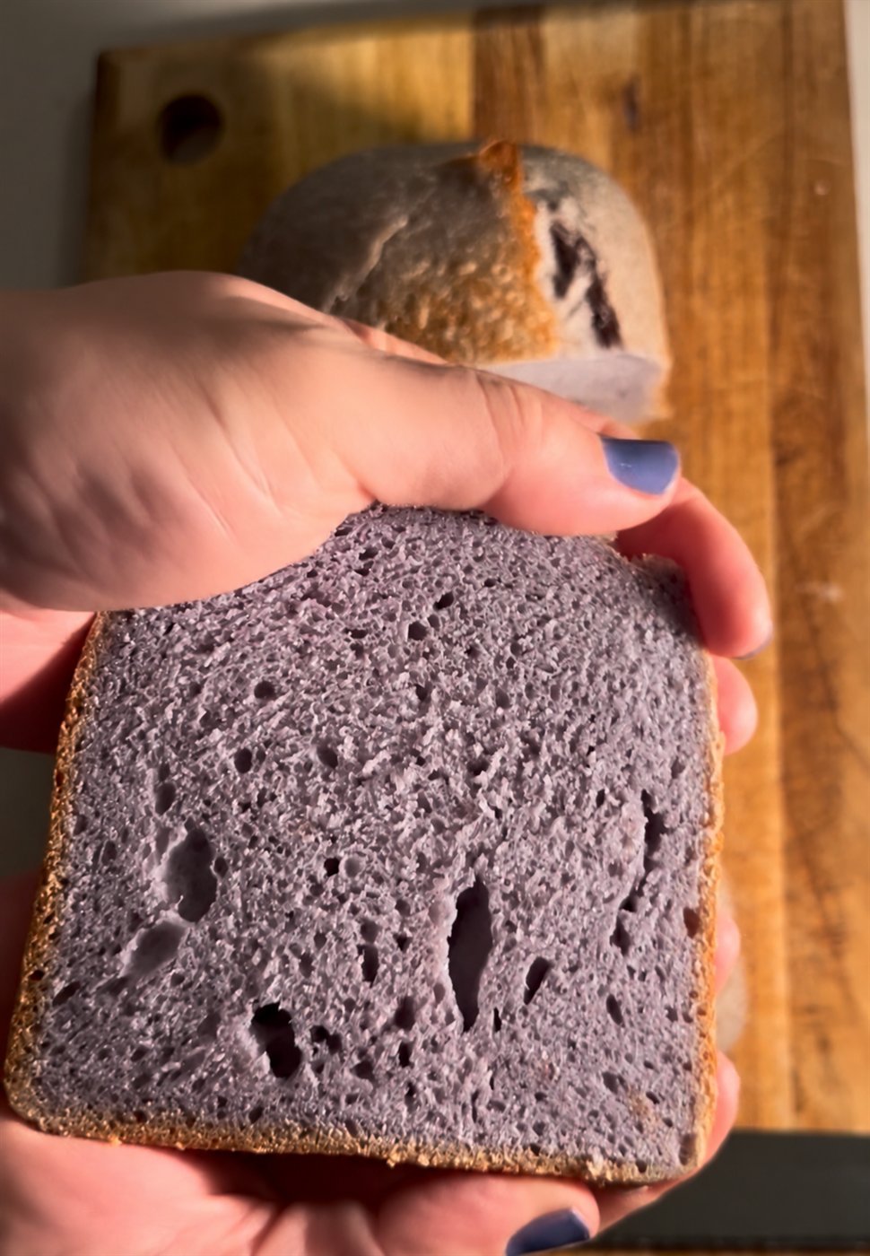 Butterfly pea flower sourdough loaf